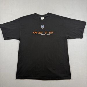 Vintage 90s Style New York Mets Embroidered Logo T-Shirt Black Men’s XL CSA Tag
